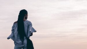 Woman looking off into distance